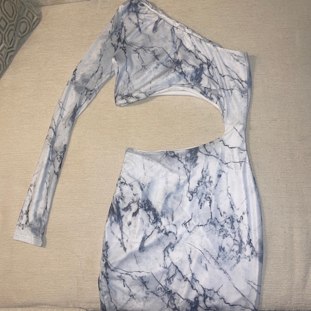 Marble one shoulder mini dress size small